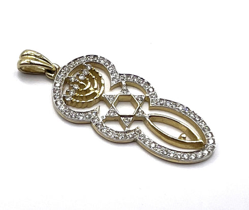 14k Gold & Diamond Messianic "Grafted In" Necklace